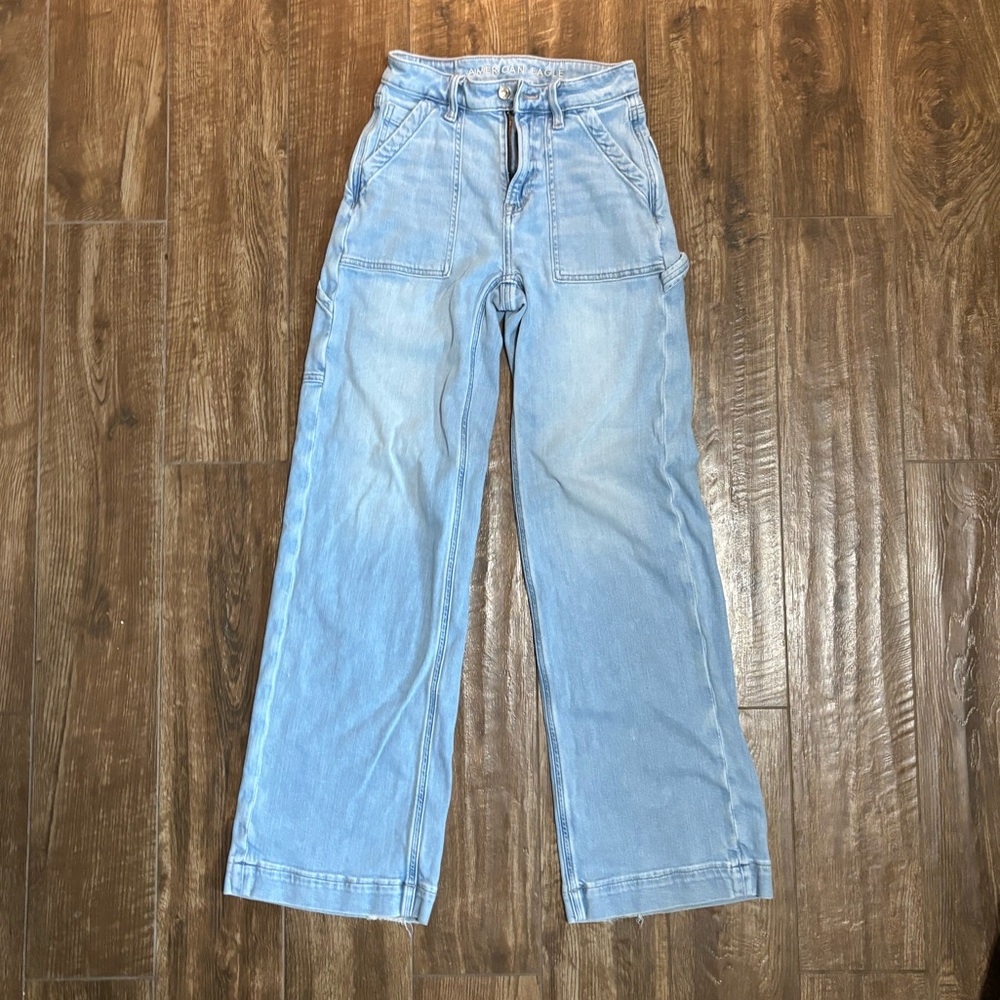 American Eagle Outfitters Light Wash Wide Leg Jeans